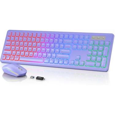 Imagem de Combinação de teclado e mouse sem fio SABLUTE Backlit Purple