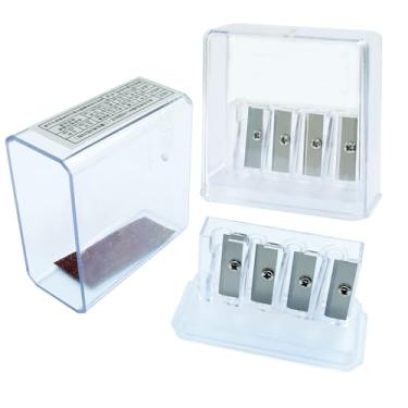 Imagem de Unlorspy 2 apontadores manuais de lápis de grafite transparente com tampa de plástico, 4 furos para lápis de cor, esboços, carvão