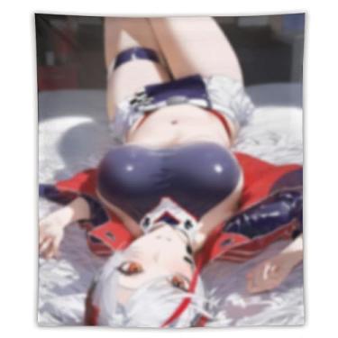 Imagem de LIEGBMEU Tapeçaria sexy de anime menina 127 x 152 cm arte de colcha de parede decoração de tapeçaria caprichosa AF154