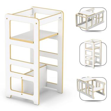Imagem de Torre de Aprendizagem Montessoriana 3 andares 4 em 1 mesa cadeira e escadaa
