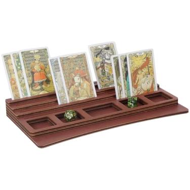 Imagem de UNICRAFTALE Wood Board Game Card Holder with Tray Brown Tabletop Gaming Card Rail Dark Gray Tarot Gift Tray Display Cards Tarot Witchcraft Holder for Game Card Coin Dice 11"x5.9"x1.18"