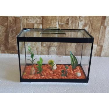 Imagem de Aquario Beteira Para Peixe Betta Decorado - MF, Preto