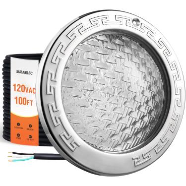 Imagem de SURAIELEC Luzes LED de 10 polegadas 120 V para piscina enterrada, luz de piscina interna branca fria de 5000 lúmens, LED de 50 W (equivalente a 500 W), serve para nichos molhados de 25,4 cm, cabo de