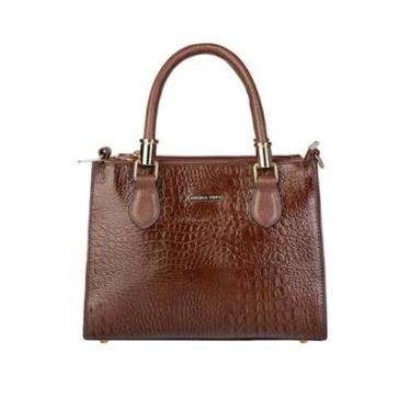 Imagem de Bolsa grande de couro croco estruturada Emilia-Feminino