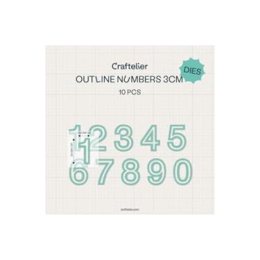 Imagem de Craftelier - Matrizes com números contornados | Modelos recortados | Compatível com grandes recortes e recortes | Papel, cartolina ou espuma | 3 cm (1,2")