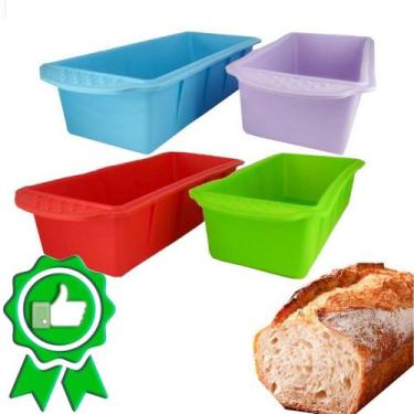 Imagem de Forma de Silicone 25cm p/ Pão e Bolo Retangular Antiaderente - 123Útil