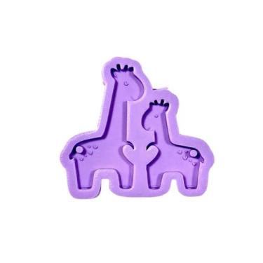 Imagem de R638 molde de silicone chaveiro girafas mãe namorados resina decorar -