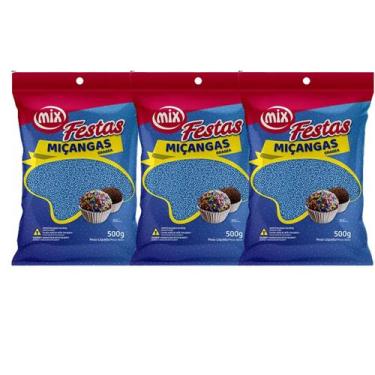 Imagem de 03 Confeito Miçanga Confeitaria Brigadeiro Várias Cores Kit - Mix, Azu