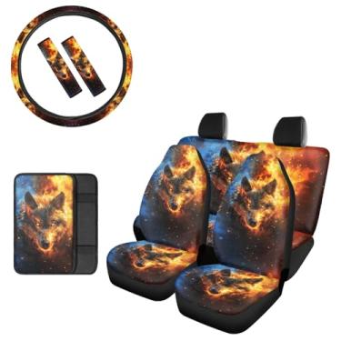 Imagem de Pensura Conjunto completo de capas de assento de carro para assentos dianteiros traseiros com capa de volante/console central capa de apoio de braço/capas de almofadas de cinto de segurança para