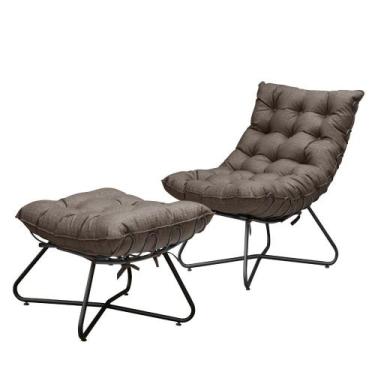 Imagem de Poltrona Com Puff Costela Aramada Eva King Lar Marrom - Metal Móveis
