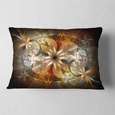 Imagem de Designart – Flor fractal com detalhes azuis, para sala de estar, sofá, almofada de alta qualidade + capa de almofada impressa em ambos os lados 30,5 x 50,8 cm