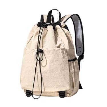 Imagem de oshhni Mochila com cordão para transporte, mochila multifuncional para tênis, bolsa para tênis, raquete de squash, academia, viagem, esportes, fitness, Bege