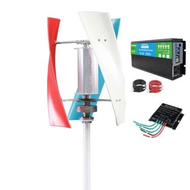 Imagem de 24V,Kit gerador de turbina eólica de baixo ruído, 12V 24V 48V 3000W para barcos gazebos & casas portáteis 3 lâmina moinho de vento w/controlador e conversor Power Inverter