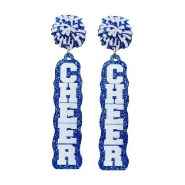 Imagem de Brincos de torcida joias de líder de torcida bola de flor megafone brincos esportivos para mulheres amantes de esportes, acessórios de dia de jogo, Zinco, Sem pedra preciosa