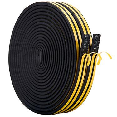 Imagem de Faixa de vedação de isolamento para portas e janelas, tira de vedação de porta de espuma autoadesiva, faixa de vedação à prova de som, bloqueador de pressão de intempéries Epdm, total de 165 m de comprimento, Black
