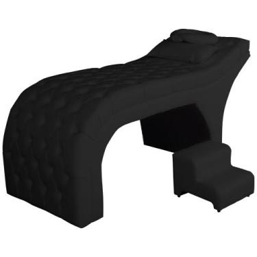 Imagem de Maca Estofada Luxo material sintético 70cm Cores - DS Estofados, Preto