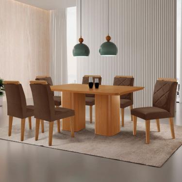 Imagem de Mesa de Jantar Eloise 180cm Tampo MDF Laminado Canto Copo com 6 Cadeiras Melissa