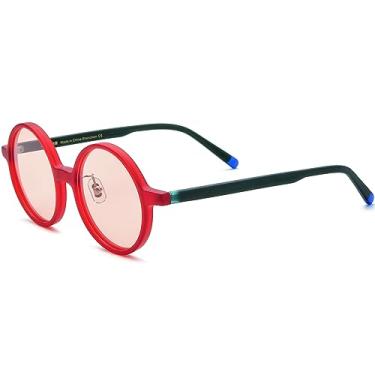Imagem de HEPIDEM Óculos de sol vintage retrô redondos polarizados acetato para homens com proteção UV UV400, 9265 Red Tea, 50-18-150