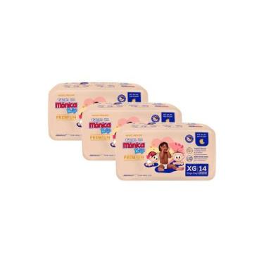 Imagem de Kit 3 Fralda Infantil Turma da Mônica Baby Premium Tamanho XG 14 Unida