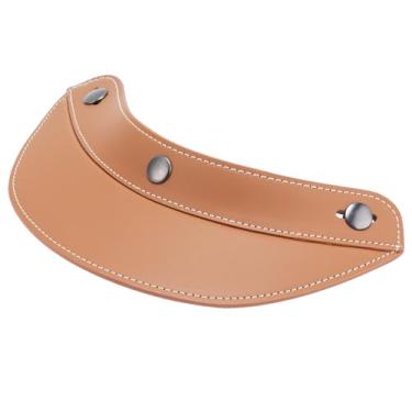 Imagem de JQF Gear Protetor de viseira de capacete de motocicleta para capacete de motocicleta retrô aberto 3/4 e meio capacetes, proteção solar (couro-marrom)