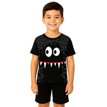 Imagem de Conjunto Infantil Fantasia Monstrinho Camiseta e Short - Calupa, 12A