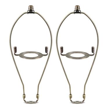 Imagem de Harpa de abajur, lâmpada de latão antigo, suporte de abajur com moldura de harpa, suporte removível para luz de chão ou mesa (Bronze, 35,5 cm)