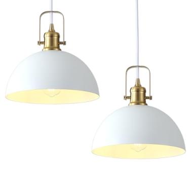 Imagem de Susurise Iluminação pendente de cozinha sobre ilha pacote com 2, luzes pendentes modernas de metal em ouro branco, pendurar no teto para cozinha, sala de jantar, restaurante, entrada de corredor