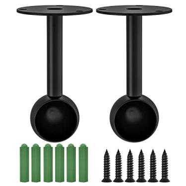 Imagem de Aopin Suportes de varão de armário com acabamento preto fosco 25 mm / 2,5 cm suportes de montagem no teto de cortina suportes de haste de aço inoxidável, suportes de soquete de poste de armário, 2