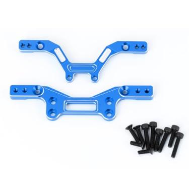 Imagem de Aluminum Alloy Front&Rear Damper Plate Upgrade, Extended Design for ARRMA 1/14 Typhon Grom, Improves Suspension & Camber Angle (Blue)