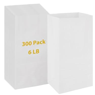 Imagem de GBACHOOSE Pacote com 300 sacos de almoço de papel de 2,7 kg, sacos de almoço descartáveis, sacos kraft duráveis, sacola de supermercado, padaria, pão, sanduíche, sacolas de embrulho de presente para