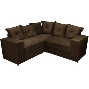 Imagem de Sofá de Canto Belo 4 Lugares 180cm x 180cm Tecido Suede Felipe Estofados Cor Marrom
