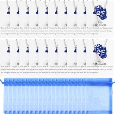 Imagem de Tondiamo 24 unidades de colar de líder de torcida presentes em massa para líderes de torcida megafone de líderes de torcida, cartão motivacional, Chain: 17.7 inches, Metal, Sem Pedra Preciosa