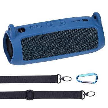 Imagem de Capa de silicone para viagem de reposição para alto-falante Bluetooth portátil e à prova d'água JBL FLIP 5 da co2crea, Blue Case