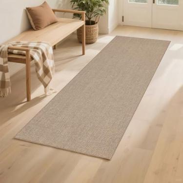 Imagem de Arvenchy Tapete de juta fácil 5 x 15: Tapetes de área boho naturais internos e externos para corredor, pátio, antiderrapante - Tapete contemporâneo neutro para casa de fazenda para entrada, cozinha