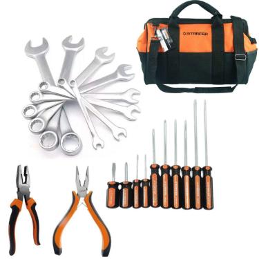 Imagem de Kit Ferramentas 21 Peças Bolsa Chave Combinada Fenda Philips Alicates - Starfer