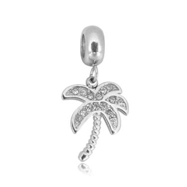 Imagem de BlingNuts Pingente de palmeira cintilante compatível com pingentes Pandora Pulseiras Presente Verão Feminino Aniversário Zircônia Cúbica Transparente