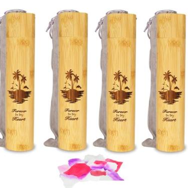 Imagem de Conjunto de 4 pequenos tubos de urna de dispersão de bambu para cinzas