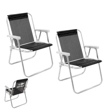 Imagem de Kit 2 Cadeira de Praia Alta Alumínio Lazy Sannet Preta Mormaii - 02356