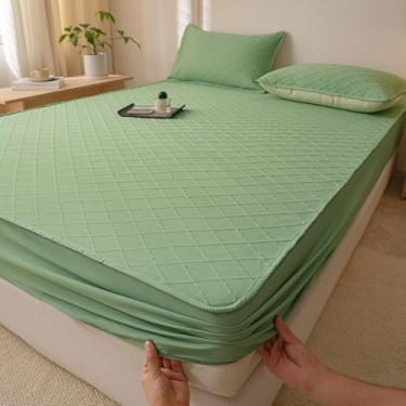 Imagem de Lençol de encaixe, colchão grosso, protetor à prova de poeira, com bolso profundo, confortável, macio, silencioso, capa de colchão lavável, protetor de móveis - verde||150 x 200 cm (apenas capa de