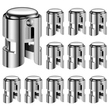 Imagem de 12 peças rolhas de champanhe reutilizável rolha seladora de champanhe com fivela dupla rolha de champanhe para vinho champanhe 1,5 × 1,5 × 2,5 cm poupança de champanhe de aço inoxidável