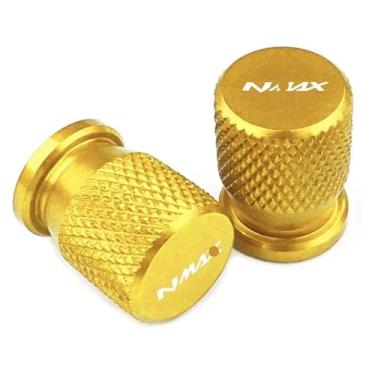 Imagem de 2 peças de alumínio CNC válvula de pneu tampa de porta de ar acessórios de motocicleta compatíveis com Y&AMAHA Nmax N-max 125 155 2017 2018 2019 2020-2023 (ouro)