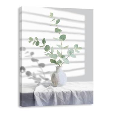 Imagem de VGICH Arte de parede em tela de folha verde em vaso, impressão botânica para sala de estar, quarto, escritório, decoração de casa de fazenda, 30 x 40 cm