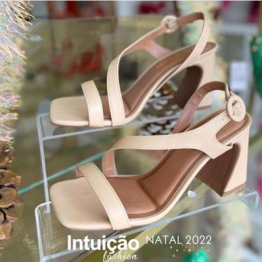 Imagem de Sandalia salto quadrado bege - Intuição 