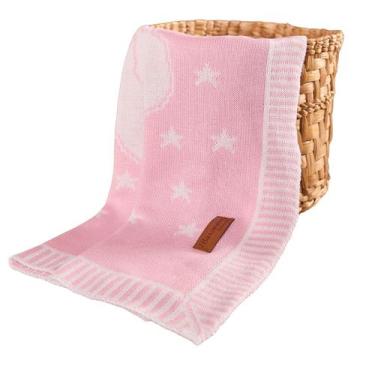 Imagem de Manta Cobertor Bebê Nana Neném Jacard - Baronesa Tricot, Rosa Bebê