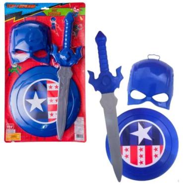 Imagem de Kit Infantil Acessórios Fantasia Escudo E Máscara Super Heróis Meninos