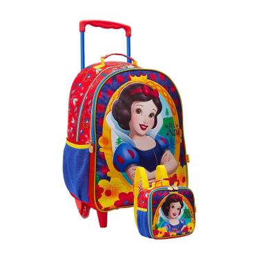 Imagem de Kit Escolar Mochila De Rodinha + Lancheira Branca De Neve