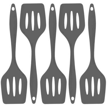 Imagem de Espatula De Silicone Vazada Preta Grande Kit 05 Un