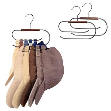 Imagem de Cabides LoforHoney para armário, organizador de chapéus para bonés de beisebol, cabideiro de madeira e metal com camada dupla, 2 suportes para guardar 20 chapéus, ideal para chapéus, gravatas bolsas