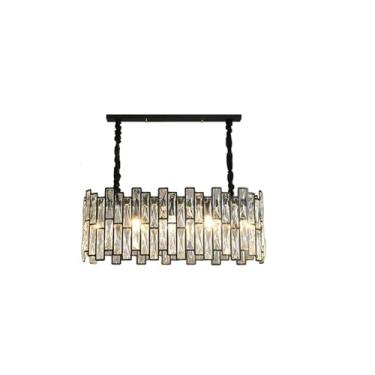 Imagem de Lustre pequeno de cristal redondo simples moderno preto (compatível com sala de estar, sala de jantar, bar) Luminárias de iluminação interna de cabeça única para casa Luminária de lustre