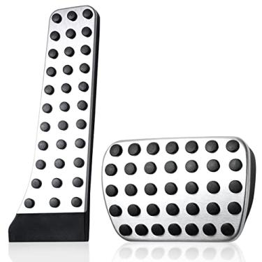 Imagem de Tongze Capa de pedal de freio e gás: aço inoxidável escovado com pedais de borracha antiderrapantes compatível com Mercedes-Benz C/E/S/SL/SLK/CLS/CLC/GLE/GLS/GLK X204 2007-2022